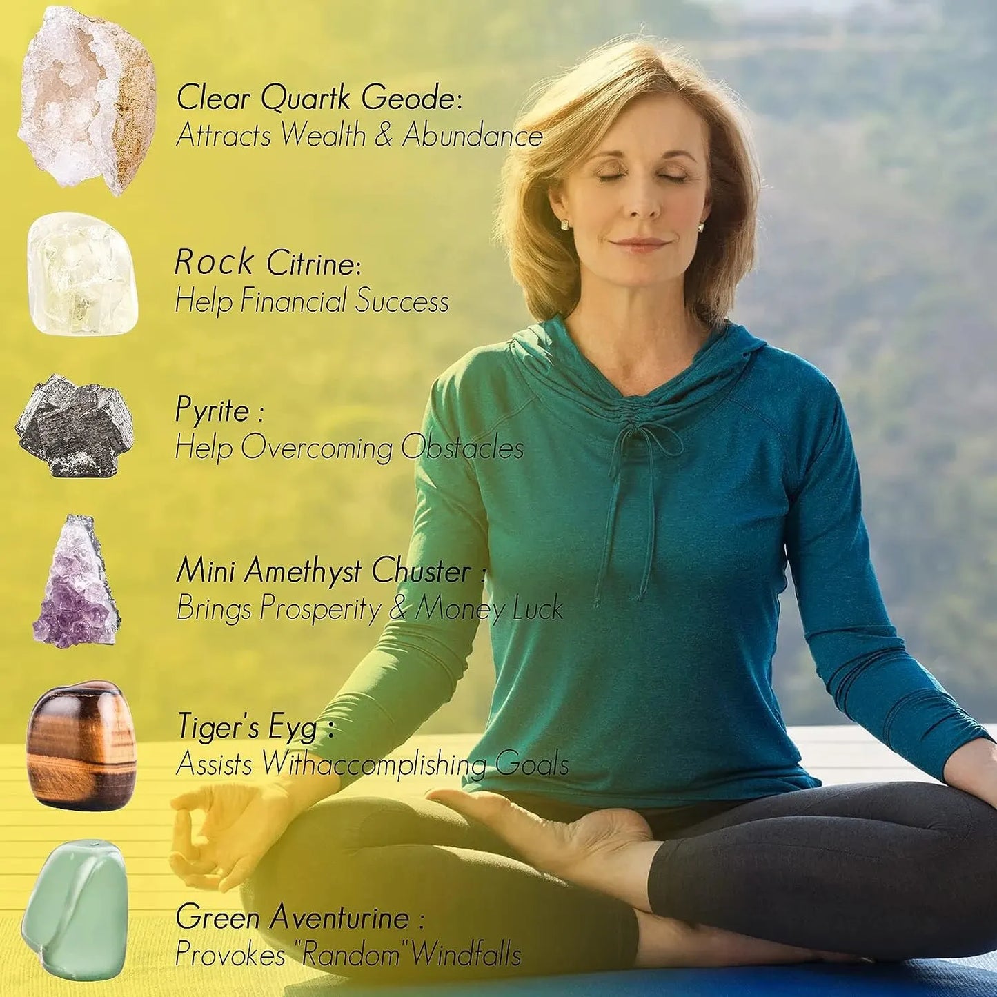 Crystals and Healing Stones Set for Abundance and Prosperity