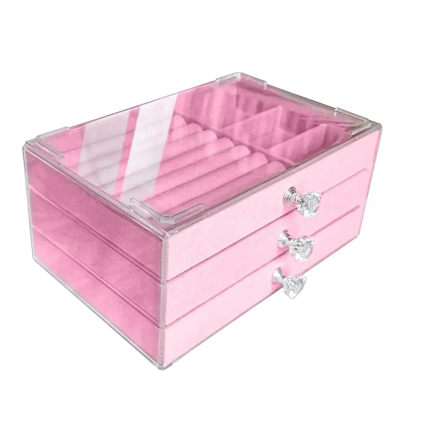 Large Capacity Flannel Jewellery Cabinet With Drawers (Three Layers)