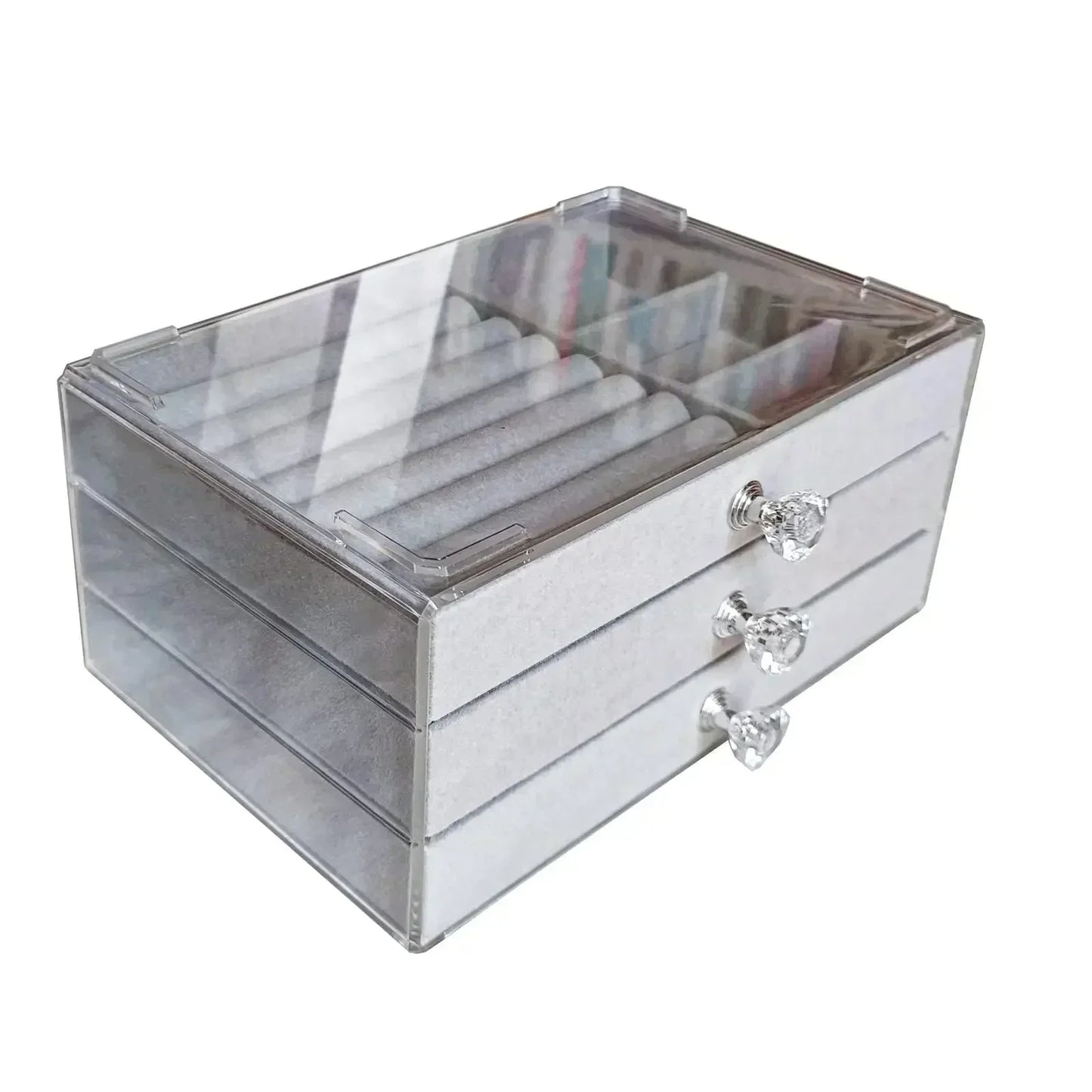 Large Capacity Flannel Jewellery Cabinet With Drawers (Three Layers)