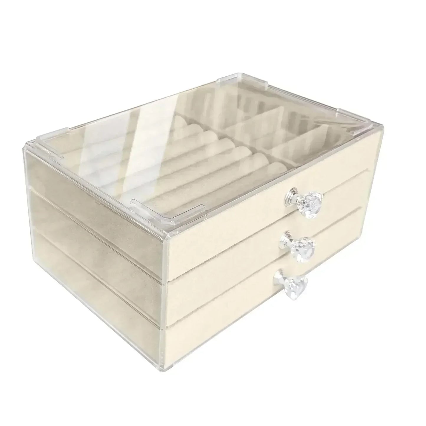 Large Capacity Flannel Jewellery Cabinet With Drawers (Three Layers)