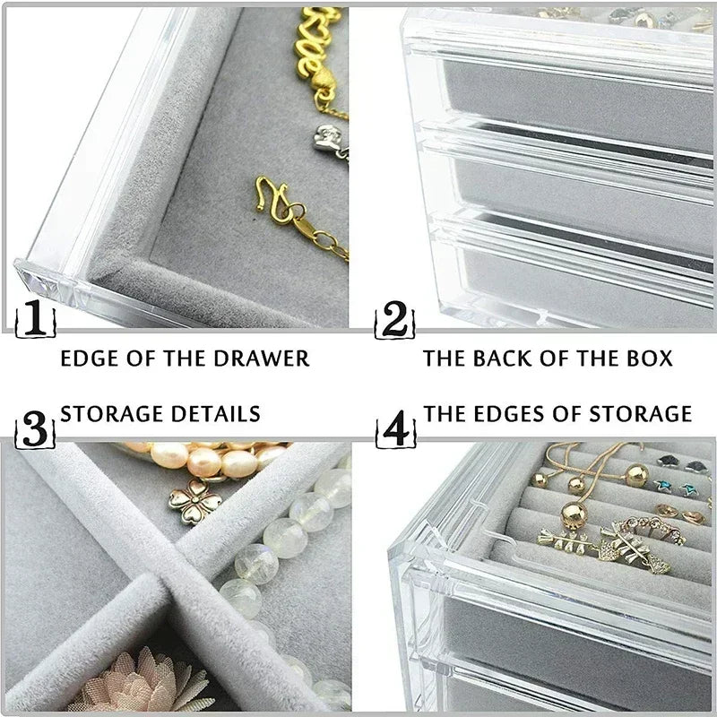 Large Capacity Flannel Jewellery Cabinet With Drawers (Three Layers)