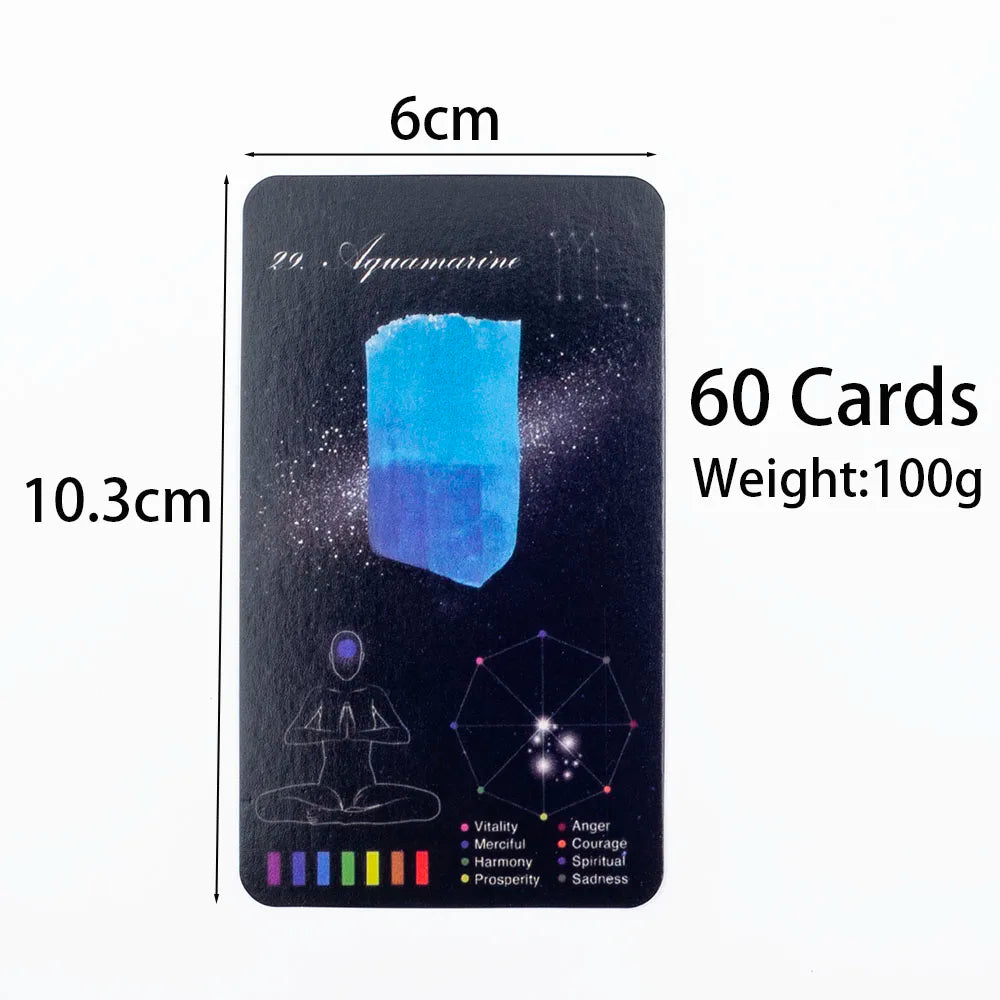 Healing Cards - English Version 60-Card Deck with PDF Guidebook 48 Crystal & 12 Zodiac Cards